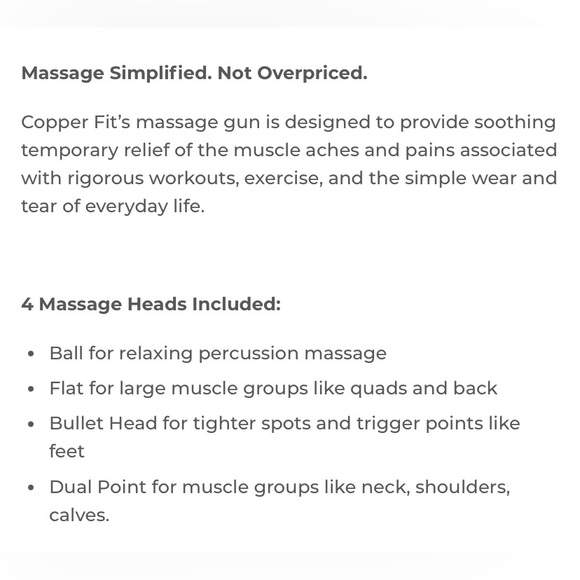 NWT COPPER FIT HEALTH PLUS DEEP TISSUE MASSAGER GUN. WHITE/GOLD - Picture 5 of 13